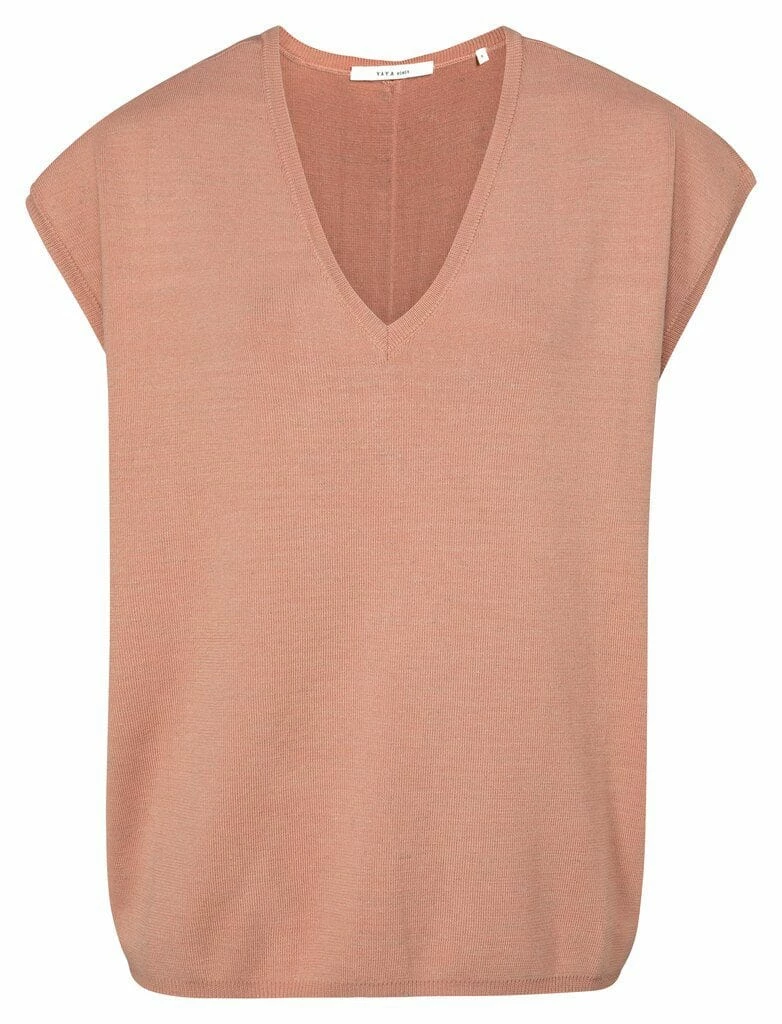 Best reviews of 🔥 Yaya Button Back Short Sleeve V-Neck In Pink Melange 👍 1 Yaya Button Back Short Sleeve V-Neck In Pink Melange