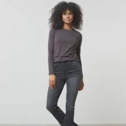 Yaya Flare Grey Denim Mid Waist New