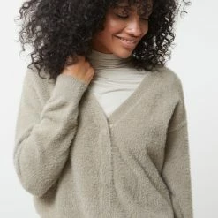 New Yaya Fluffy Yarn Cardigan Smoke Gray