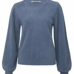 New Yaya Fluffy Yarn Sweater Wild Wind Blue