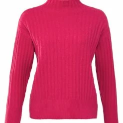Yaya High Neck Rib Stitch Sweater Rethink Pink New