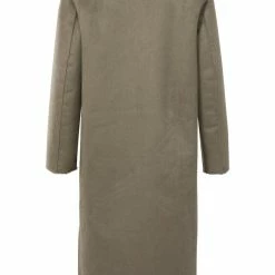 Yaya Long Reversible Shearling Faux Fur Coat Khaki New