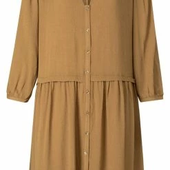 Yaya Long Sleeve Mini Button Up Dress In Viscose