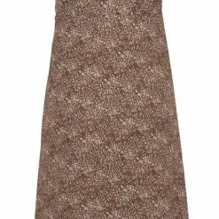 New Yaya Printed Dress With Knot Chocolate Martini Brown