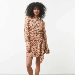 Yaya Printed Mini Dress Incense Sand Dessin New