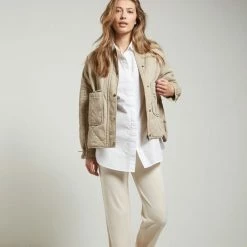 Yaya Quilted Jacket In Oversized Fit Warm Sand New