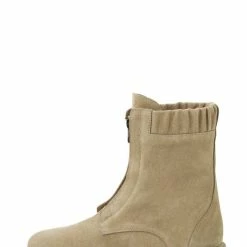New Yaya Suede Boot With Zipper In Incense Sand