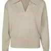 Yaya Sweater With Collar In Beige Melange