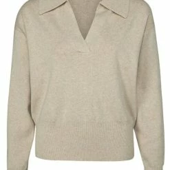 Yaya Sweater With Collar In Beige Melange