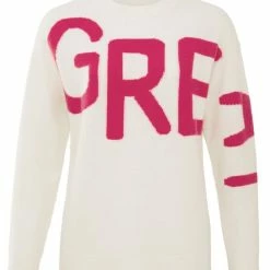 Yaya Sweater With Text Artwork Wool White New