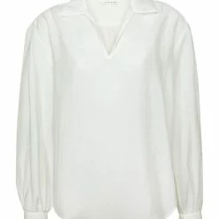 New Yaya Tunic, V-neck And Long Sleeves - Egret Off White