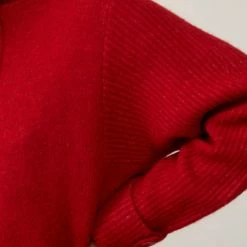 New YAYA Turtleneck Rib Stitch Sweater Lava Falls Red