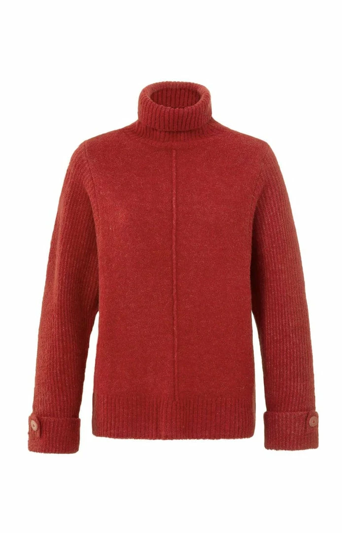 Hot Sale 🥰 New YAYA Turtleneck Rib Stitch Sweater Lava Falls Red 👍 3 New YAYA Turtleneck Rib Stitch Sweater Lava Falls Red