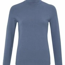 Yaya Turtleneck Sweater With Buttons Wild Wind Blue