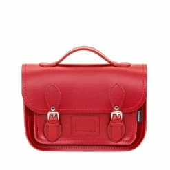 Zatchels Leather Midi Satchel - Red New