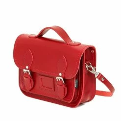Zatchels Leather Midi Satchel - Red New