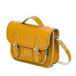 Zatchels Leather Midi Satchel - Yellow Ochre